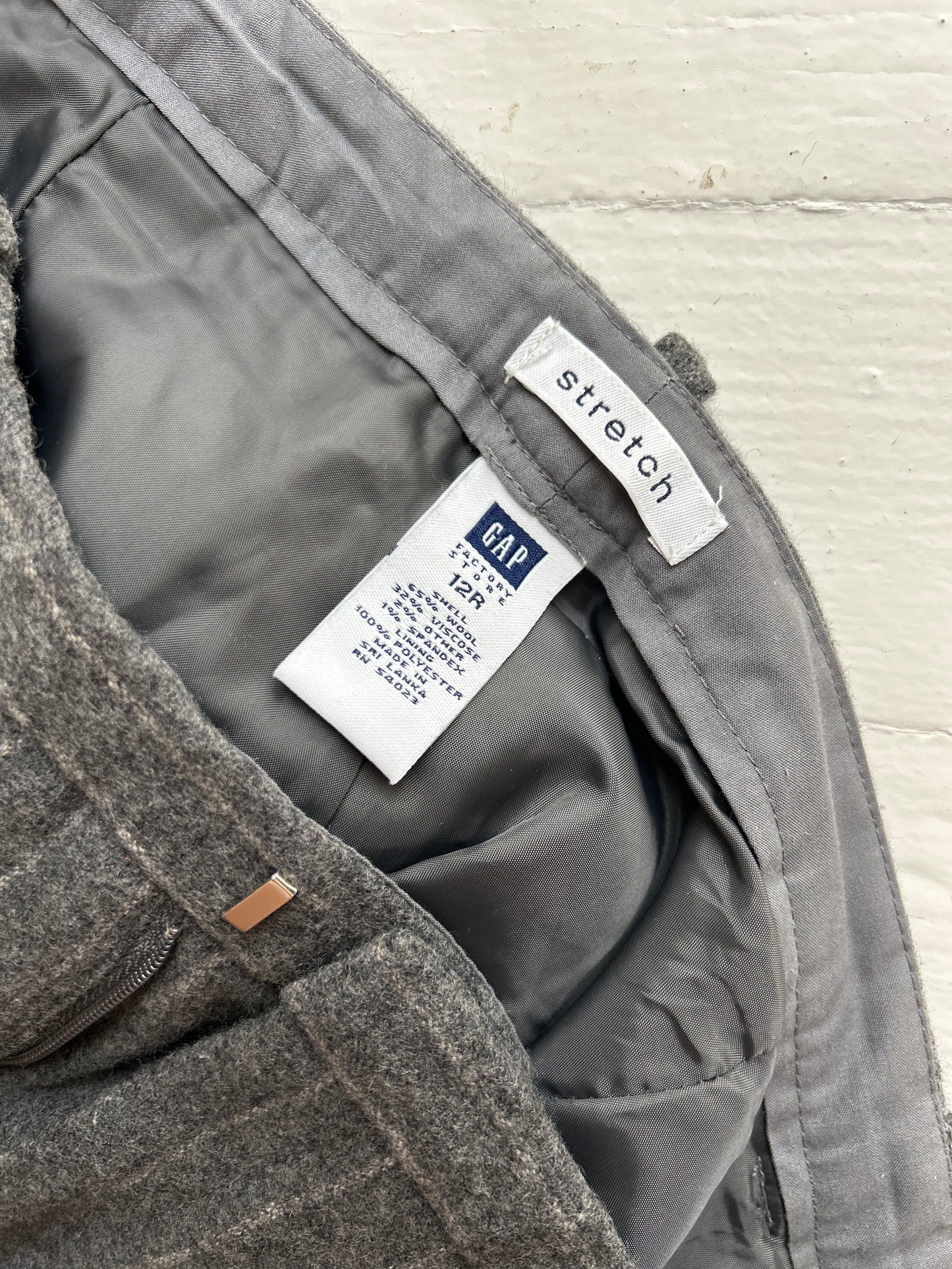 Large Grey Striped Wool Pants