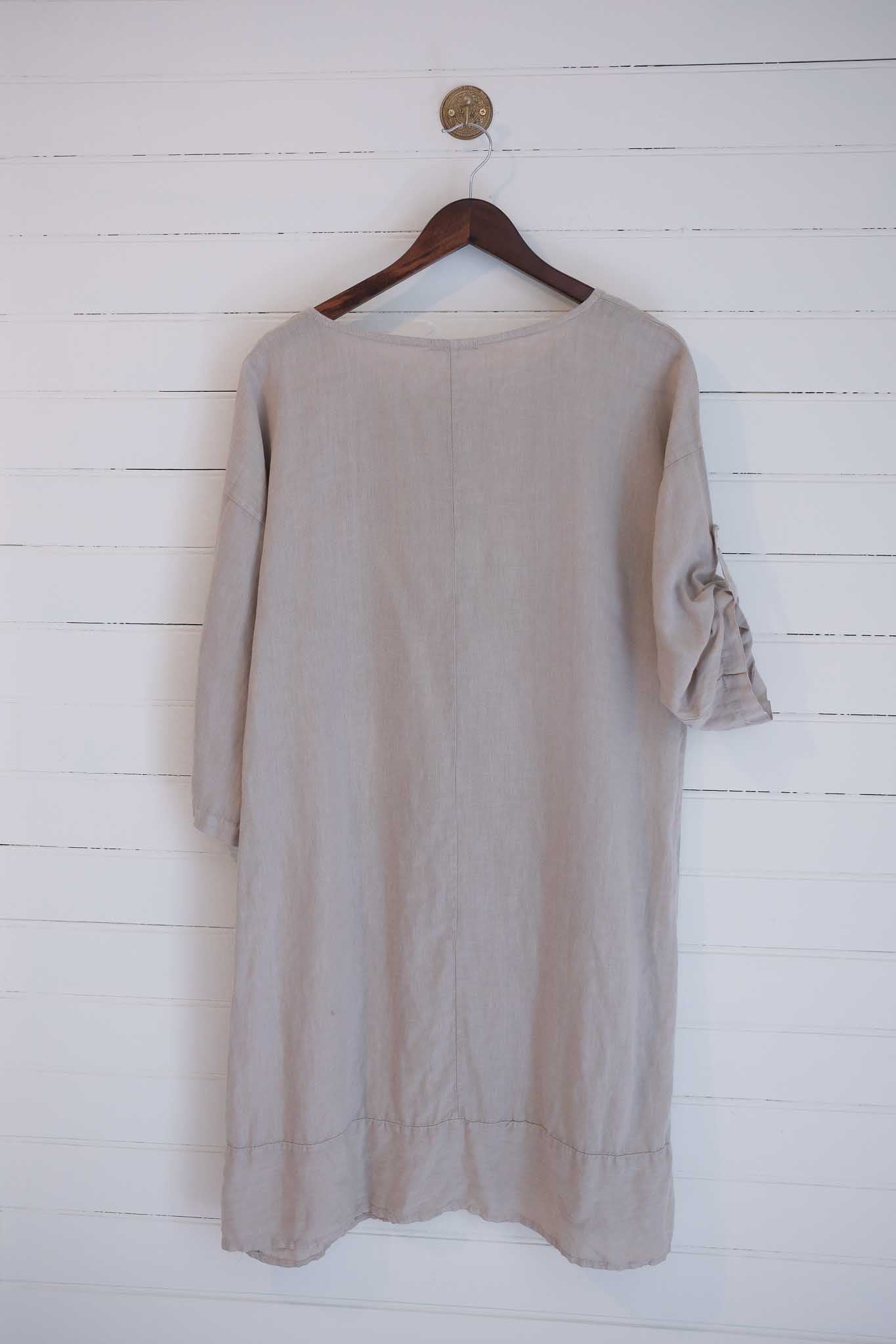 Large Beige Linen Dress