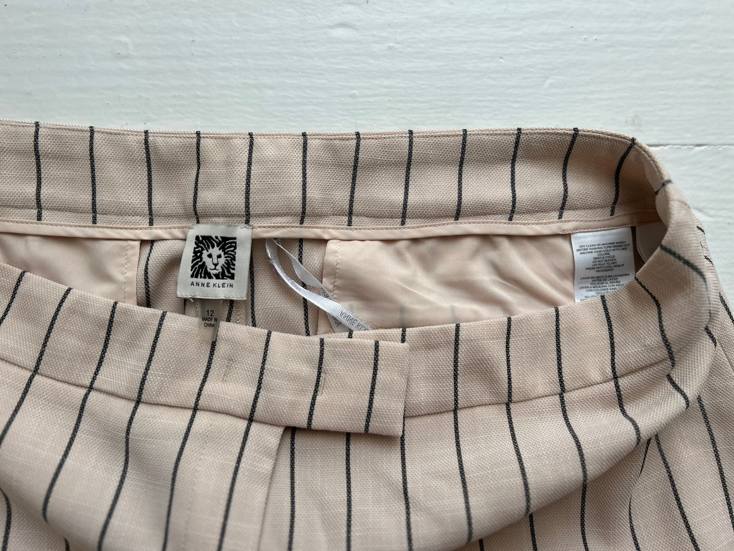 Large Tan and Grey Striped Dress Pants