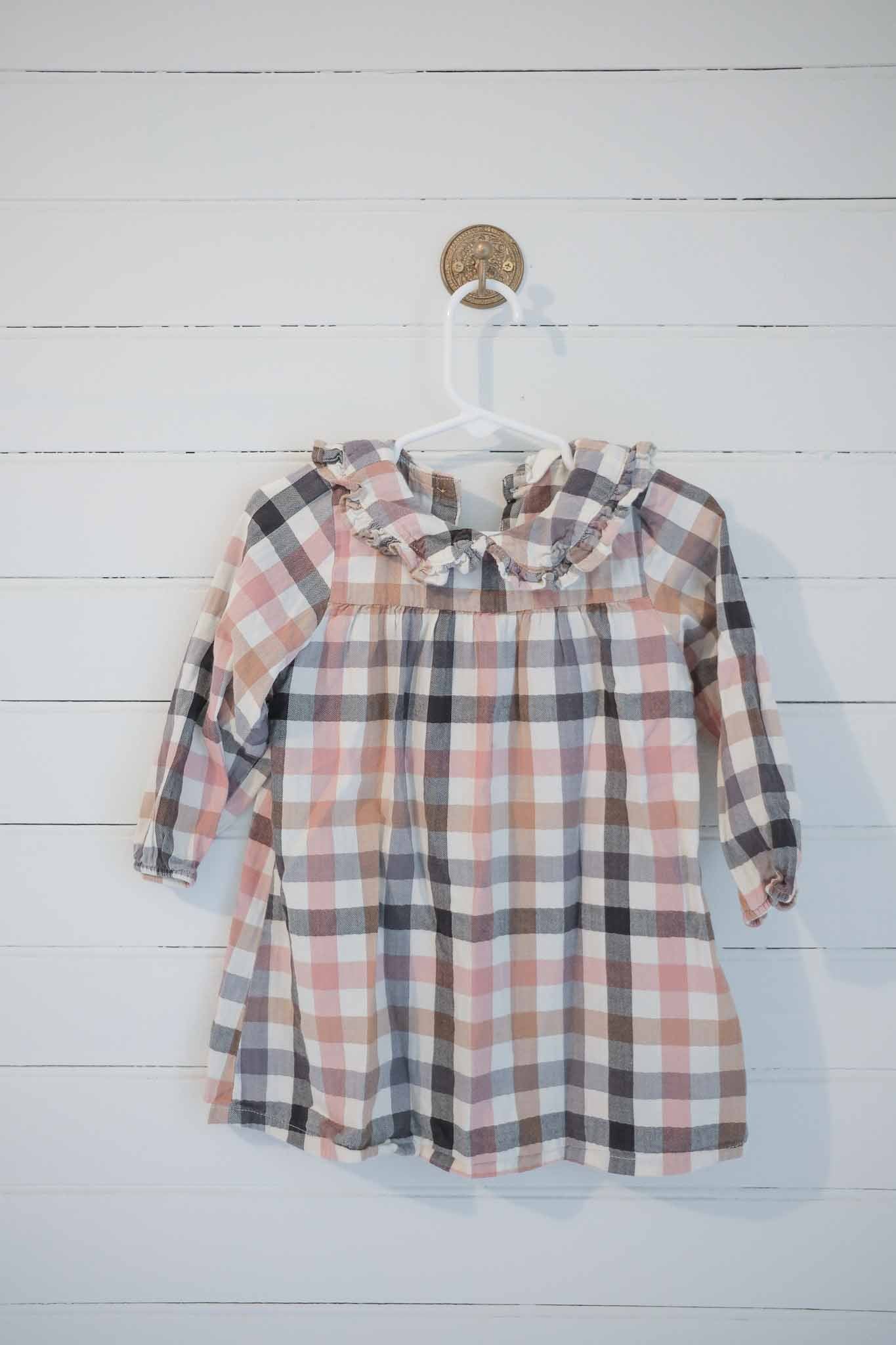 9-12M Gingham Longsleeve Dress