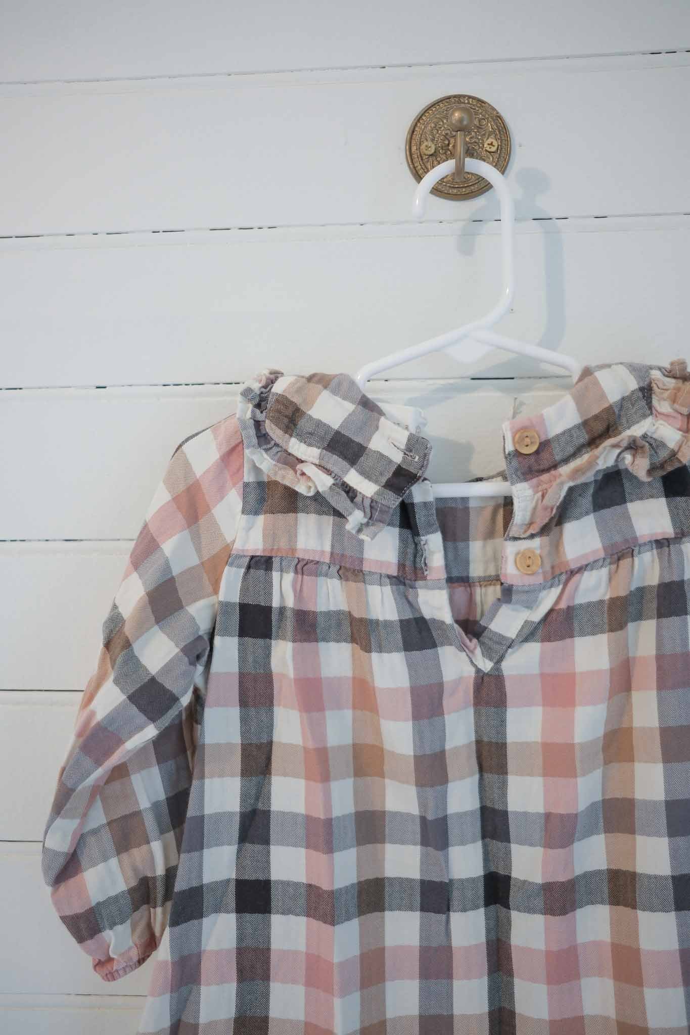 9-12M Gingham Longsleeve Dress