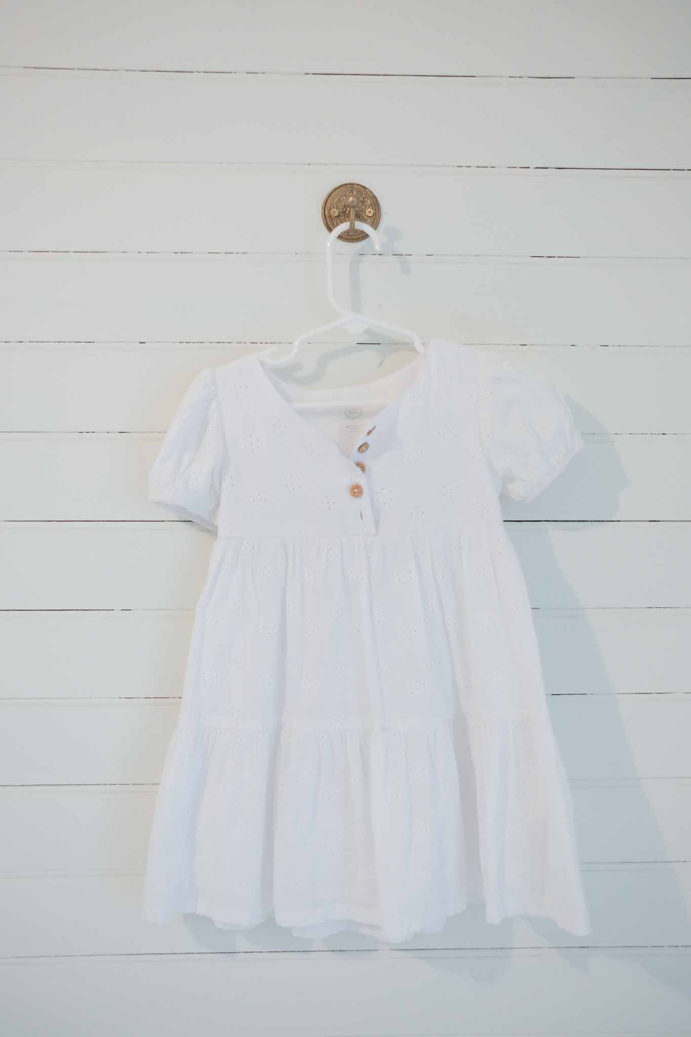 3T Girls White Eyelet Cotton Dress