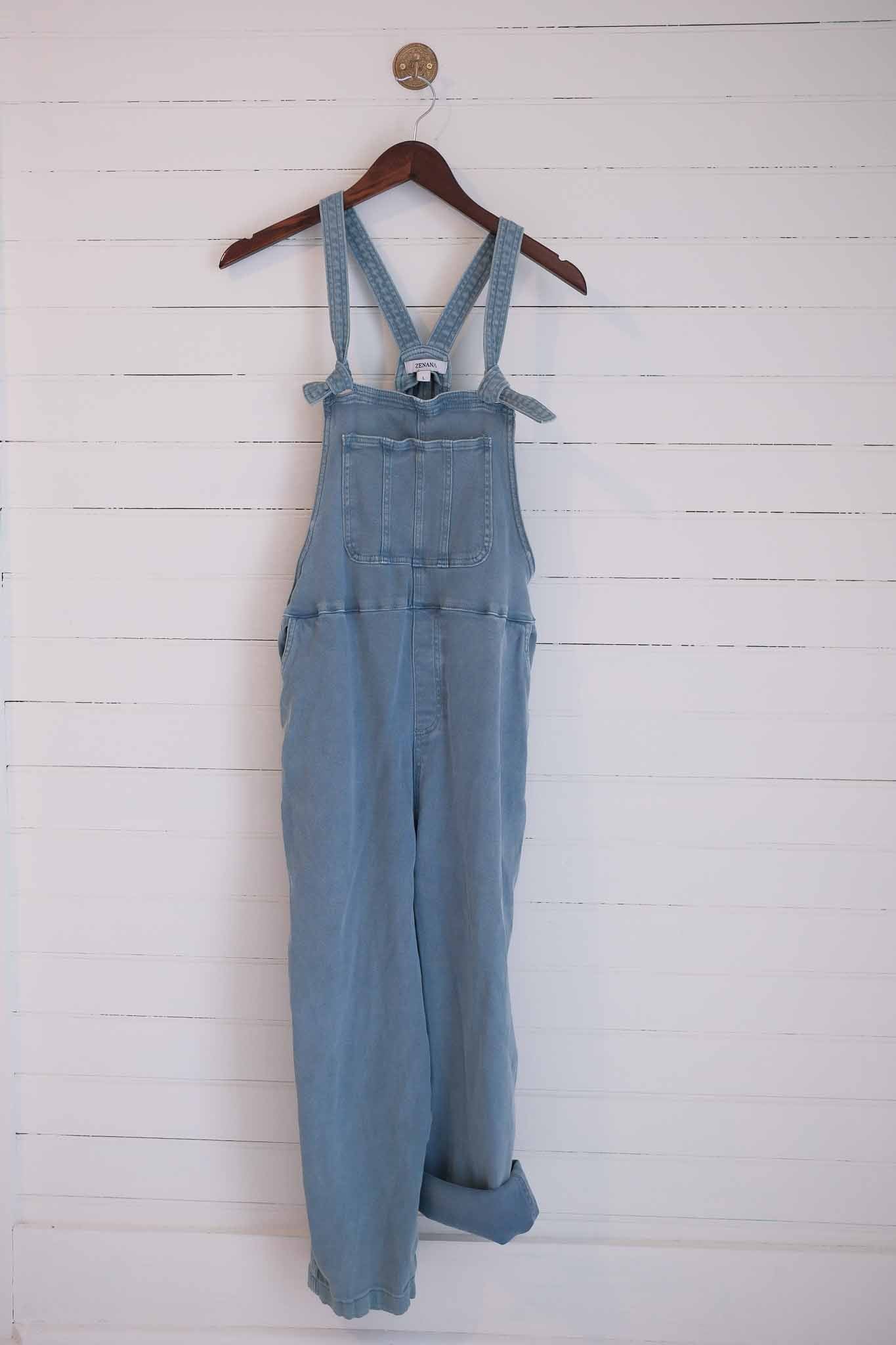 Large Blue/Grey Overalls with Tie Straps