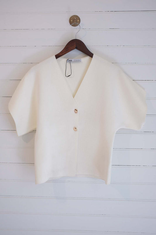 Medium Structured Top with Gold Buttons