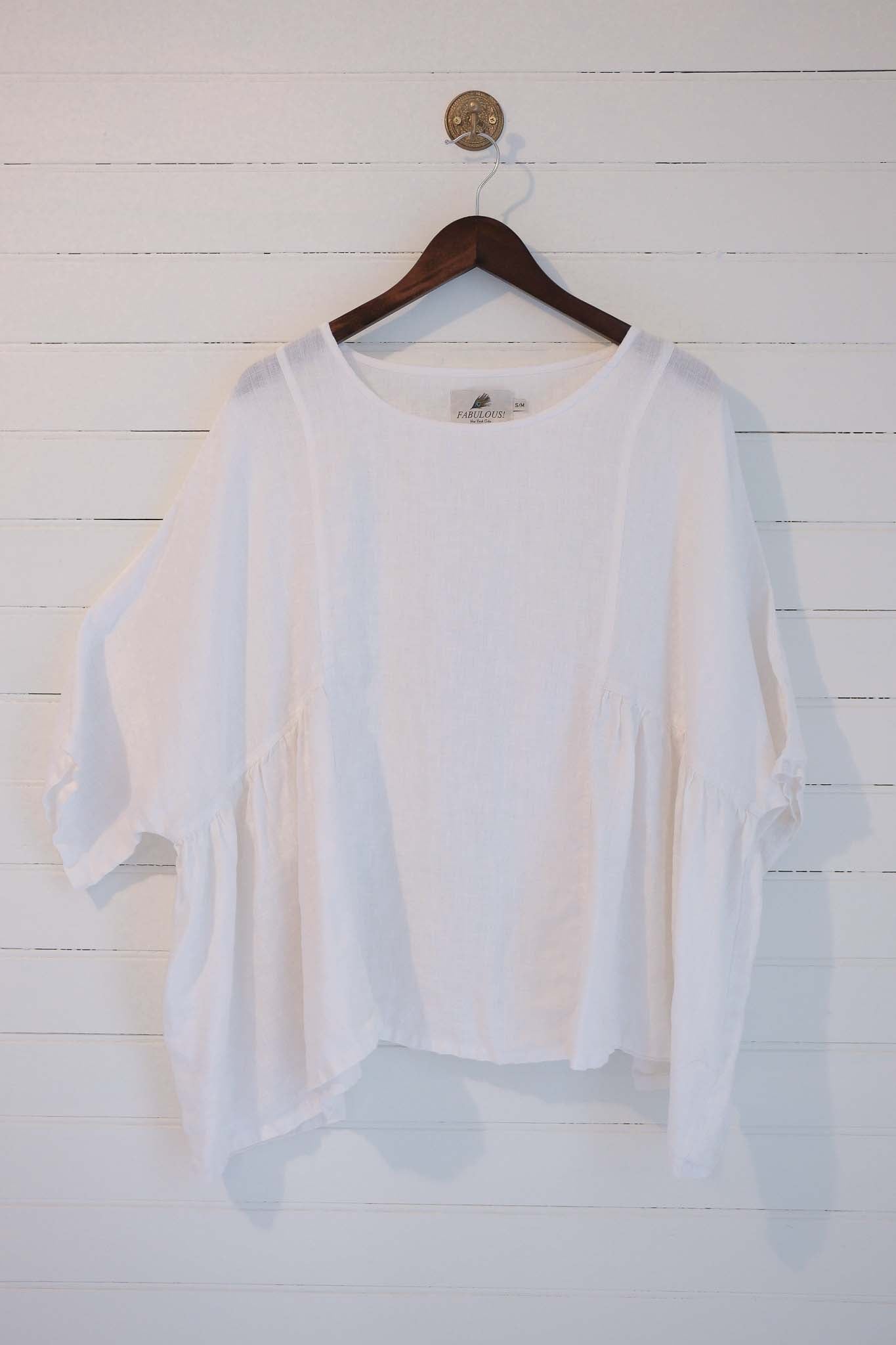 Small/Medium White Linen Flowy Shirt
