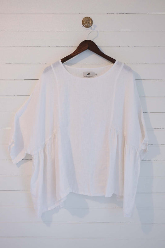 Small/Medium White Linen Flowy Shirt