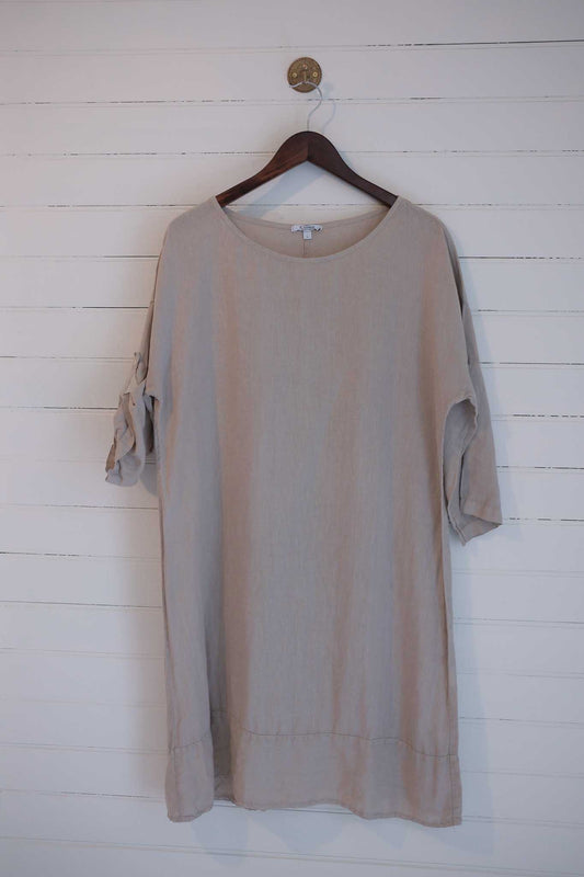 Large Beige Linen Dress
