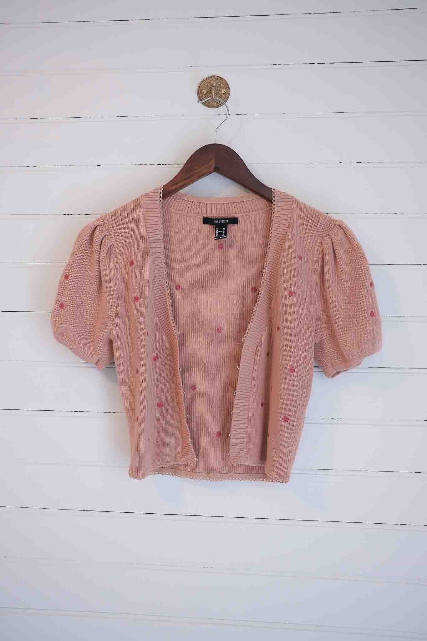 Extra Small Embroidered Short Sleeve Cardigan