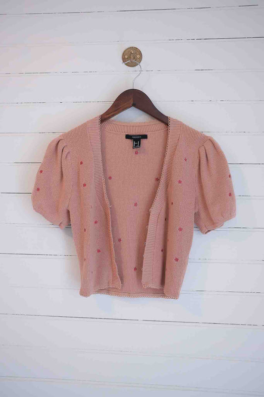 Extra Small Embroidered Short Sleeve Cardigan
