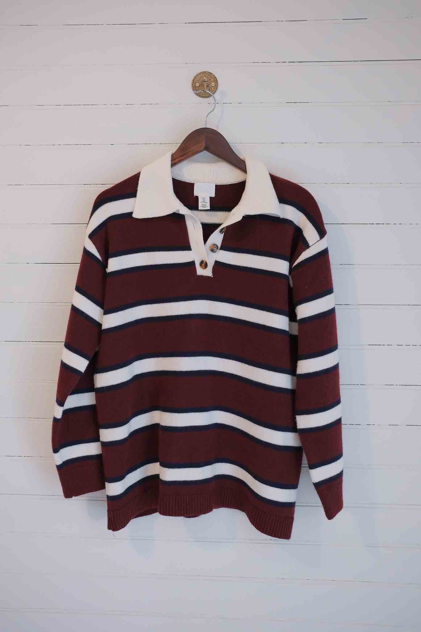 Large Striped Polo Sweater